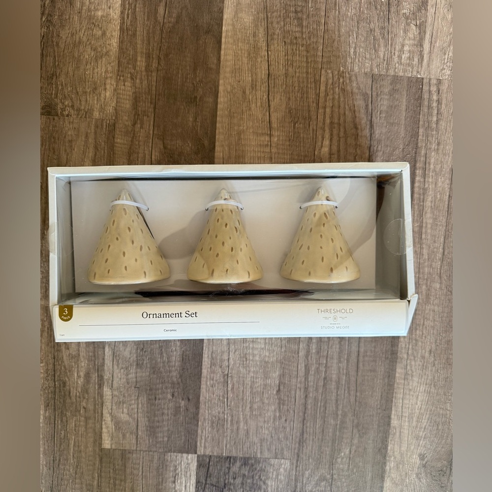 NEW Threshold Studio McGee Neutral Ceramic Bell Ornaments, Set of 3 - Picture 9 of 13